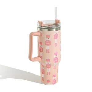 Pink Nutcracker Printed 40oz Double Wall Stainless Tumbler With Handle